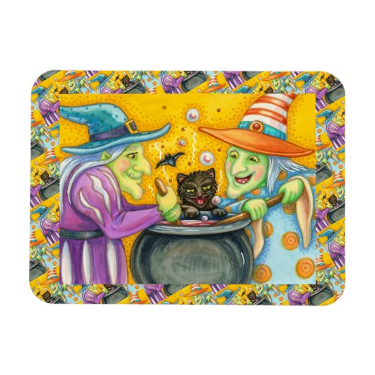 SCHALTFLÄCHE, SCHWARZE KATZE- UND HALLOWEEN BREW MAGNET (Horizontal)