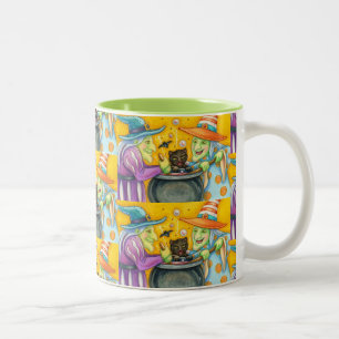 SCHALTFLÄCHE, SCHWARZE KATZE- UND HALLOWEEN BREW ZWEIFARBIGE TASSE