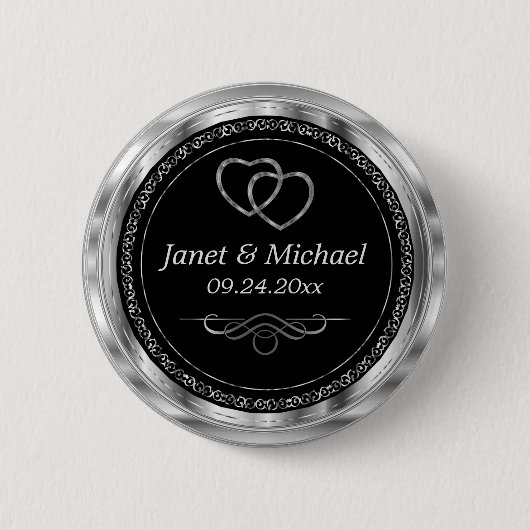 Schaltfläche Schwarze und metallische Silber Button (Vorderseite)