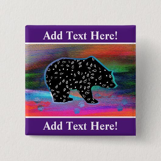 Schaltfläche "Schwarzer Bär Spirit Northern Lights Button (Vorderseite)