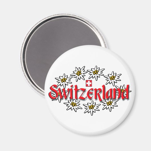 Schaltfläche Schweiz Edelweiss Magnet (Vorderseite/Rückseite)