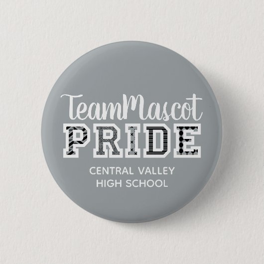 Schaltfläche "Silver Gray School Pride Mascot Name Button (Vorderseite)