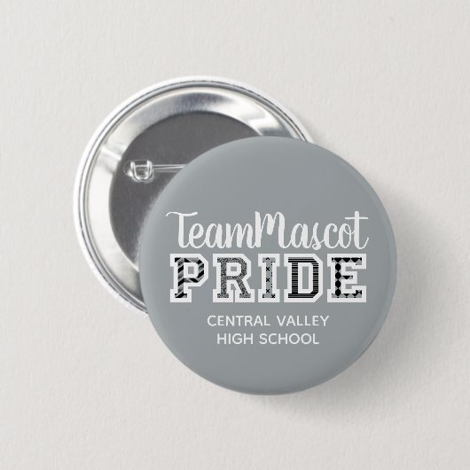 Schaltfläche "Silver Gray School Pride Mascot Name Button (Vorne & Hinten)