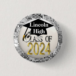 Schaltfläche "Silver Sequins Class of 2024 Abschlu Button