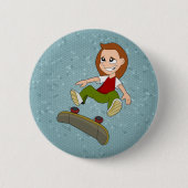 Schaltfläche "Skateboarding Girl Cartoon" Button (Vorderseite)