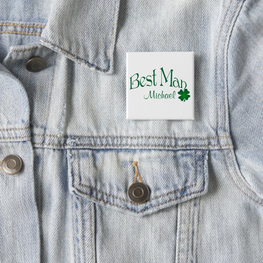 Schaltfläche "Smaragd grün, Weiß-Kleeblatt-Trauzeu Button (Beispiel)