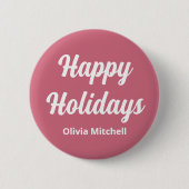 Schaltfläche "Soft Pink Happy Holidays" Button (Vorderseite)