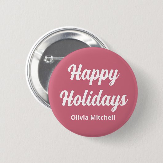 Schaltfläche "Soft Pink Happy Holidays" Button (Vorne & Hinten)