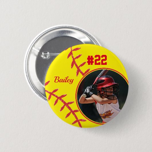 Schaltfläche "Softball Button Name Jersey Nummer F (Vorne & Hinten)