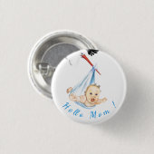 Schaltfläche "Storch und Baby Funny" - Benutzerdef Button (Vorne & Hinten)