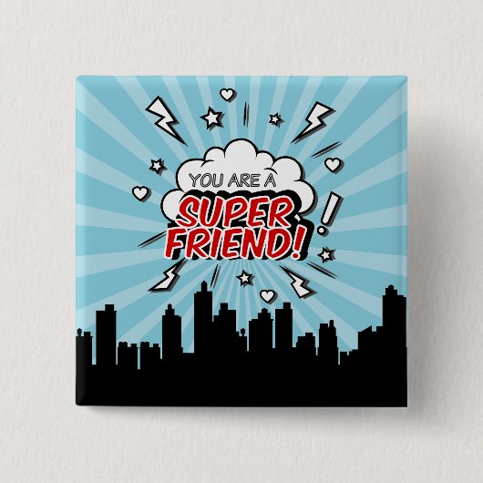 Schaltfläche "Superhero Friend Comic Valentine" Button (Vorderseite)