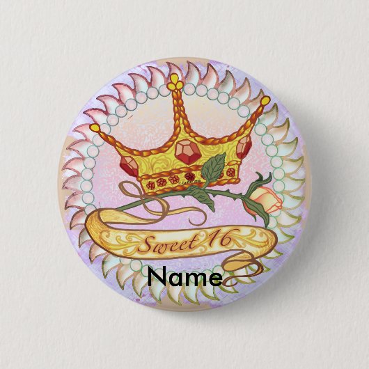Schaltfläche Sweet 16 Birthday Princess Button (Vorderseite)
