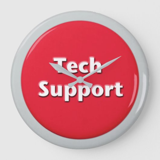 Schaltfläche "Technischer Support - Red Panic" Große Wanduhr (Vorderseite)