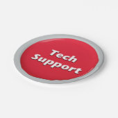 Schaltfläche "Technischer Support - Red Panic" Pappteller (Schrägansicht)