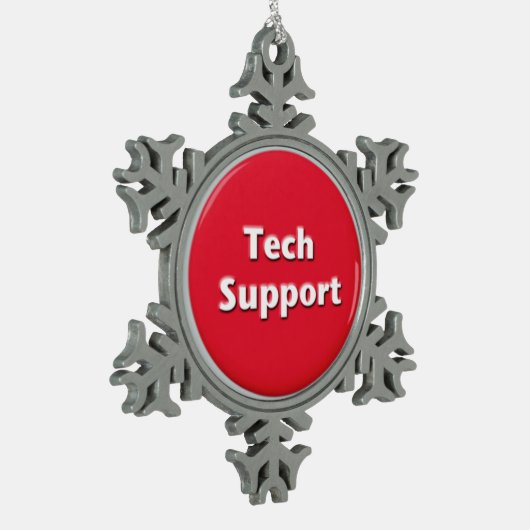 Schaltfläche "Technischer Support - Red Panic" Schneeflocken Zinn-Ornament (Links)