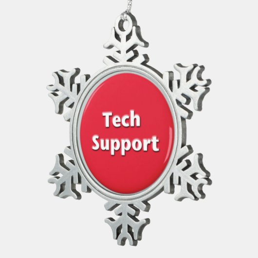 Schaltfläche "Technischer Support - Red Panic" Schneeflocken Zinn-Ornament (Rechts)