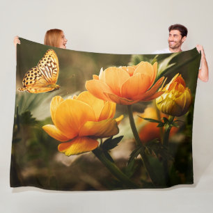 SCHALTFLÄCHE UND BLUME FLEECEDECKE