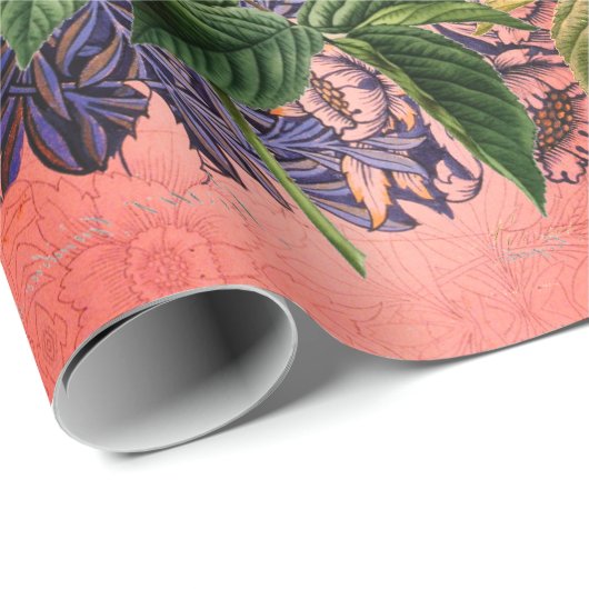 SCHALTFLÄCHE UND BLUME-Wrapping Paper Geschenkpapier (Rolleneckpunkt)