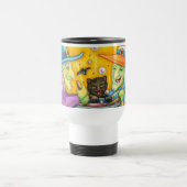 SCHALTFLÄCHE UND SCHWARZE KATZHALBE REISEBECHER (Mittel)