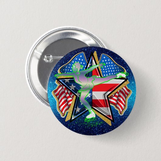 Schaltfläche USA Abbildung Skater Button (Vorne & Hinten)