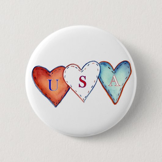 Schaltfläche "USA - Rot, Weiß und Blau - Amerika - Button (Vorderseite)