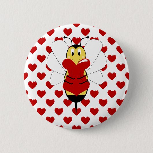 Schaltfläche Valentine Bumble Bee Button (Vorderseite)