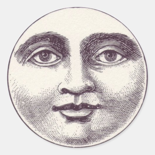 Schaltfläche "Vintag Moon Face" Runder Aufkleber (Vorderseite)