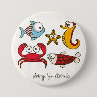 Schaltfläche "Vintage Meerestiere" Button