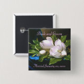 Schaltfläche "Vintager Magnolia-Wedding Keepake" Button (Vorne & Hinten)