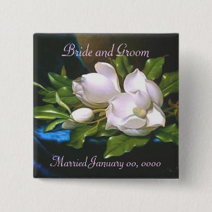 Schaltfläche "Vintager Magnolia-Wedding Keepake" Button