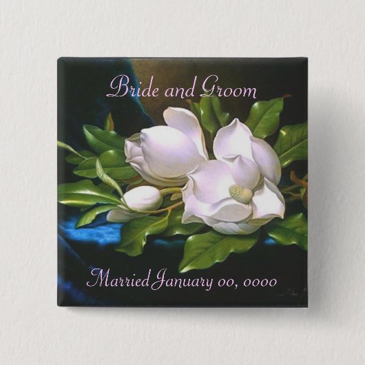 Schaltfläche "Vintager Magnolia-Wedding Keepake" Button (Vorderseite)