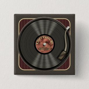 Schaltfläche Vintager Vinyl Record Square Button