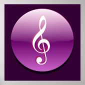 Schaltfläche Violet Treble Clef Poster (Vorne)