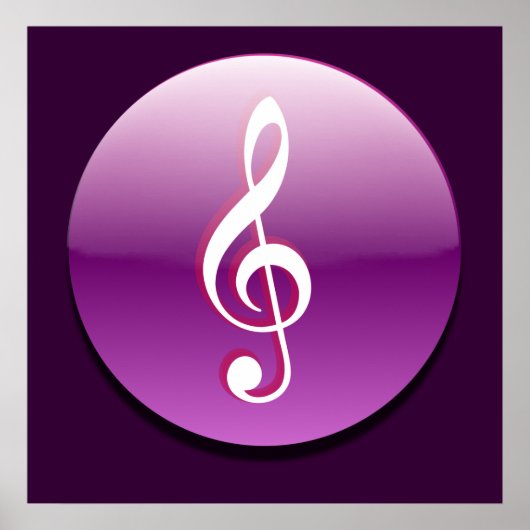 Schaltfläche Violet Treble Clef Poster (Vorne)