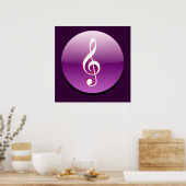Schaltfläche Violet Treble Clef Poster (Küche)