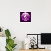 Schaltfläche Violet Treble Clef Poster (Heimbüro)