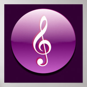 Schaltfläche Violet Treble Clef Poster