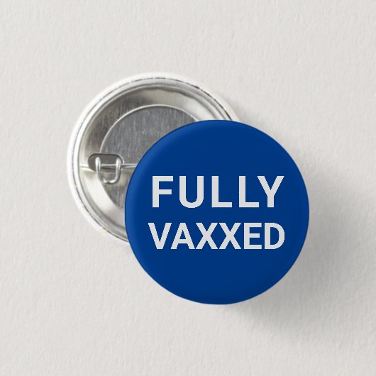 Schaltfläche Vollständig Vaxx Blau-Weiß-Button Button (Vorne & Hinten)