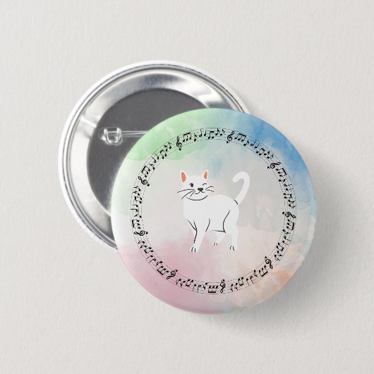Schaltfläche "Wasserfarben-Musikkatze" Button (Vorne & Hinten)
