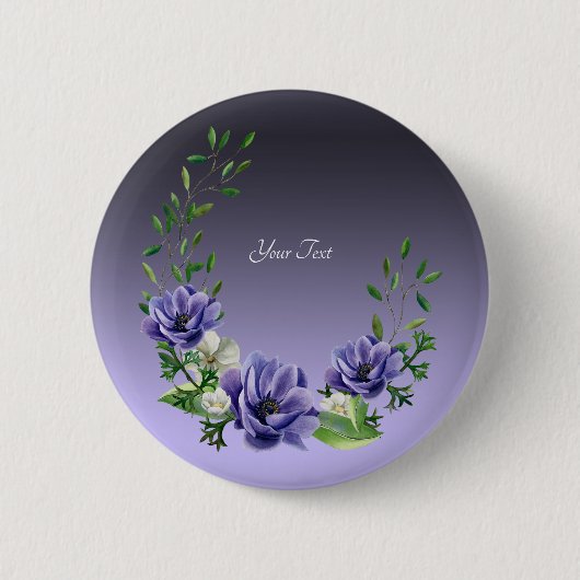 Schaltfläche Wasserfarbige violette Blumen Button (Vorderseite)