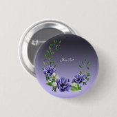 Schaltfläche Wasserfarbige violette Blumen Button (Vorne & Hinten)