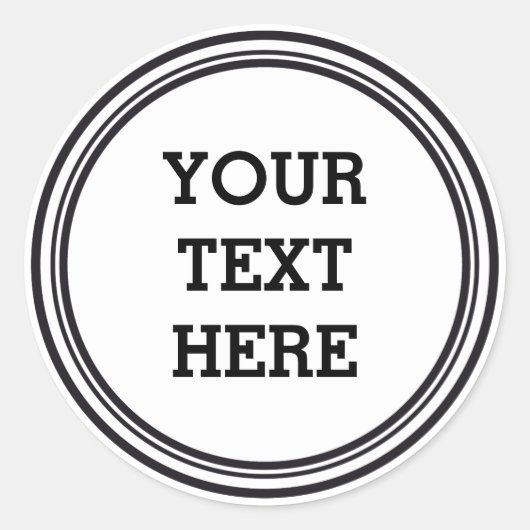 SCHALTFLÄCHE Weiß & Schwarz + Ihr Text Runder Aufkleber (Vorderseite)