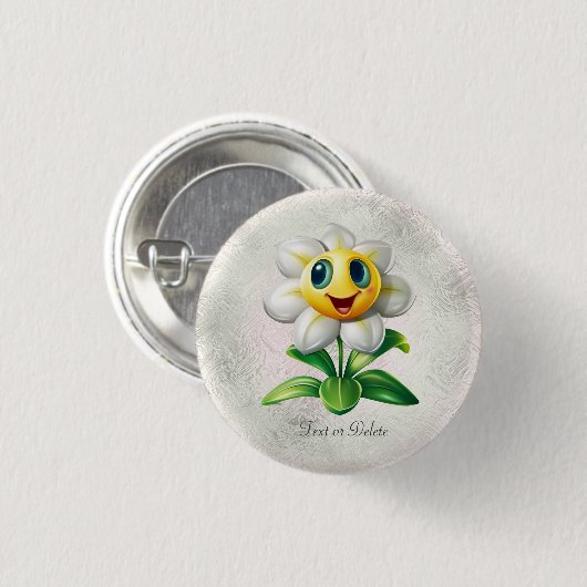 Schaltfläche "Weiße Blume" Button (Vorne & Hinten)