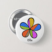 Schaltfläche "Whimsisches kubistisches Blume" Button (Vorne & Hinten)