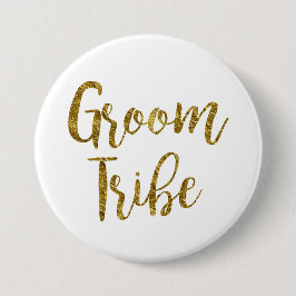 Schaltfläche "White & Gold Script GroomTribe" Button