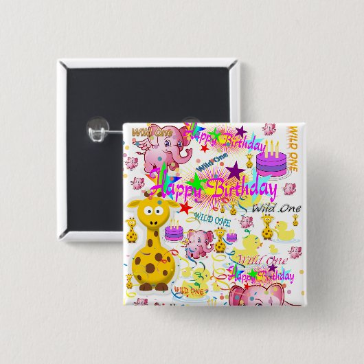 Schaltfläche "Wild One First Birthday Square" Button (Vorne & Hinten)