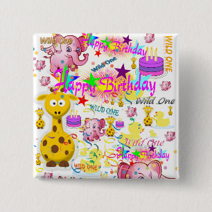 Schaltfläche "Wild One First Birthday Square" Button