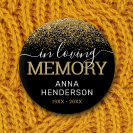 Schaltfläche zur Beerdigung des Schwarzen Glitzer Button