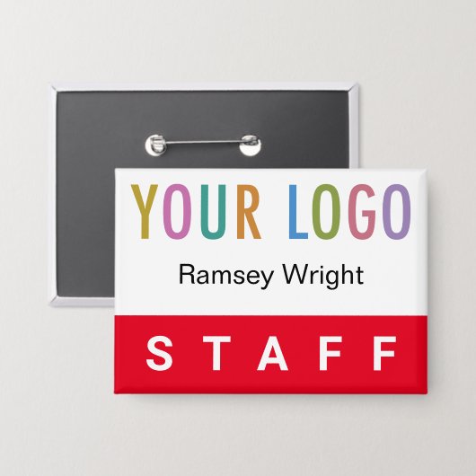 Schaltfläche "Zurück Name Abzeichen" des Red Staff Button (Vorderseite/Rückseite)