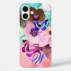 SCHALTFLÄCHEN, AQUAMARINE ROSE UND ANEMONEN-BLUME iPhone 16 PLUS HÜLLE